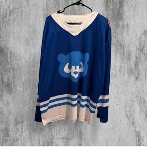 Chicago Cubs Blue and White Hockey Jersey